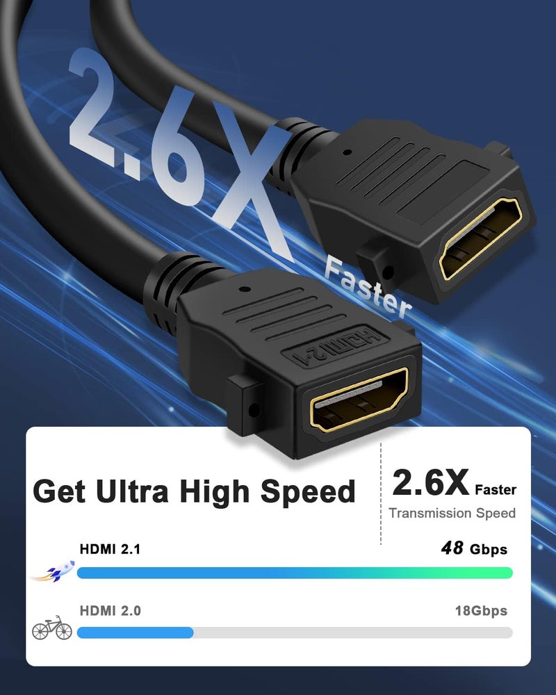 ELECTOP HDMI 2.1 Wall Plate, 8K HDMI Wall Outlet Pass Through with Low Voltage Metal Mounting Bracket, Supports 8K@60Hz and 4K@120Hz, 3D, HDR, 48 Gbps HDMI Box, Fits Home Theater Systems - Image 2